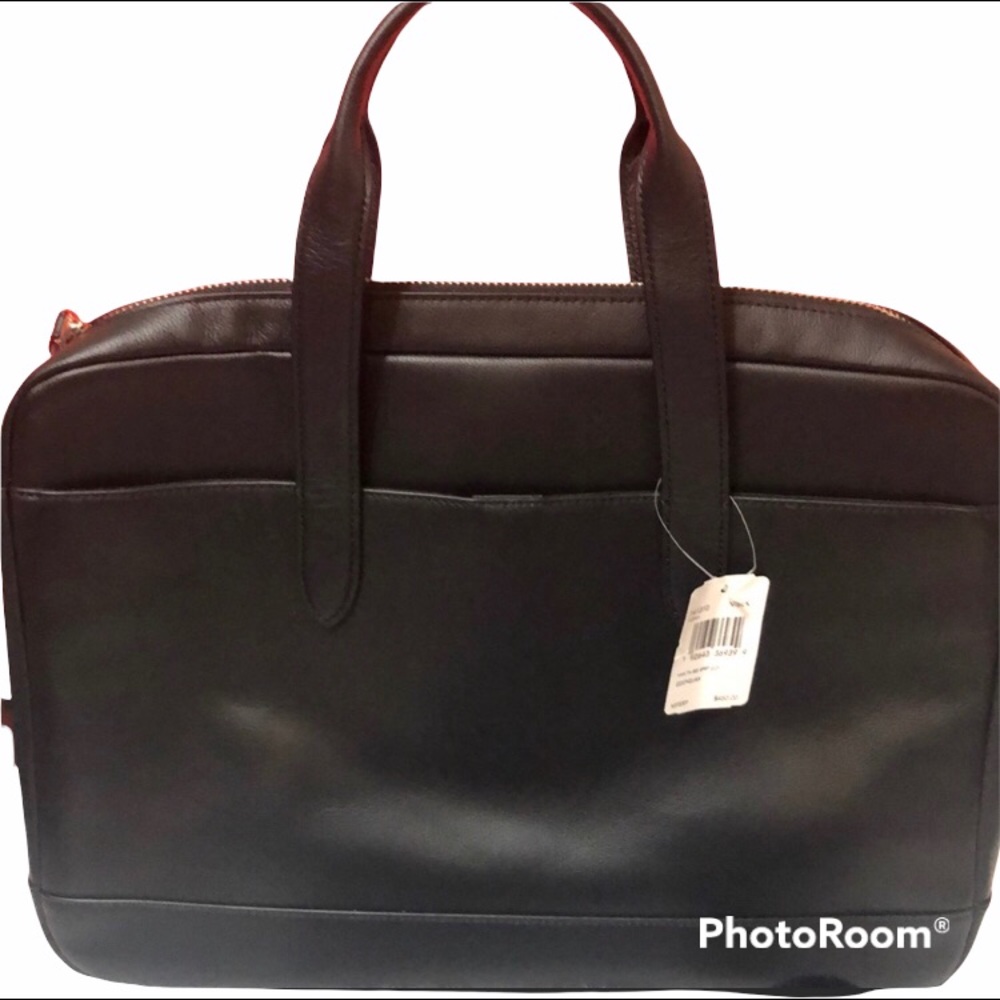 Coach Leather Computer Black Bag unisex